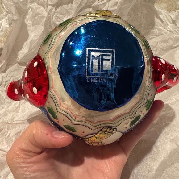 Polonaise Mary Engelbreit Tea Cup Glass Christmas Ornament - Picture 4 of 6